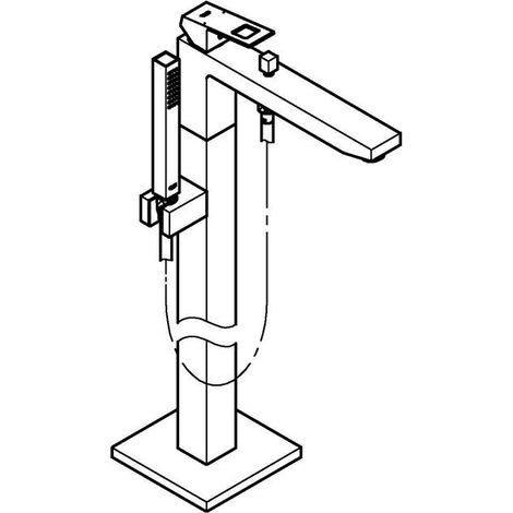 Grohe Eurocube - Badewannenarmatur für Bodenmontage, mit Zubehör, Supersteel 23672DC1 (1/5)