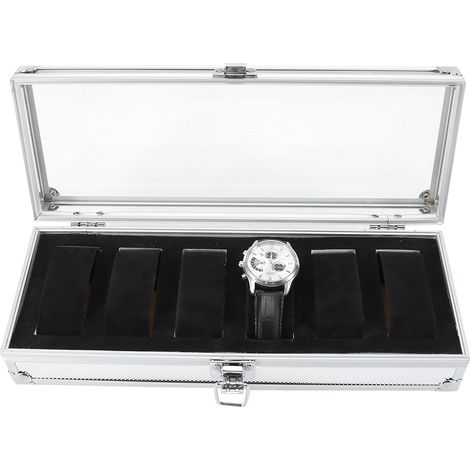 1 boîte de rangement rectangulaire en aluminium à 6 compartiments pour montres et bijoux (6 emplacements) (1/5)
