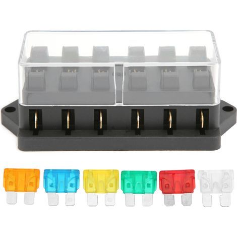 6-fach Sicherungsblock, wasserdichter Flachsicherungskasten für Auto, Boot und Haushalt, 12V-24V (1/5)