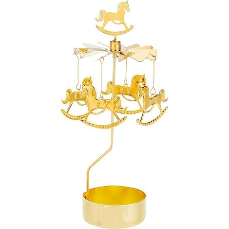 Bougeoir rotatif carrousel, porte-bougie rotatif, porte-bougie chauffe-plat en métal doré pour fête d'anniversaire (1/5)