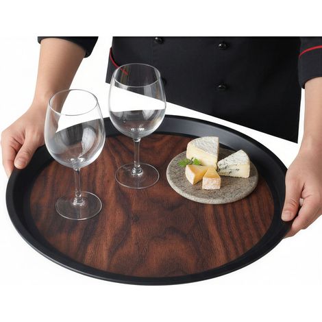 Plateau de service de cuisine antidérapant noir 41 cm