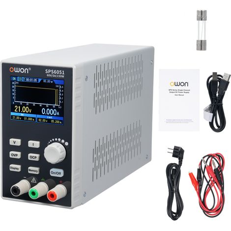 OWON SPS6051, série d'alimentation CC linéaire programmable silencieuse et sans ventilateur, avec régulateur de puissance numérique à découpage et écran LCD TFT de 2,8 pouces (1/5)