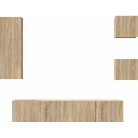 Maison Exclusive - Set di Mobili Porta TV 5 pz Rovere Sonoma in Legno Multistrato (1/5)