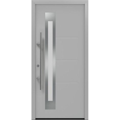 Hörmann Ecostar Haustür "ISOPRO Secur IPS 780S", weißaluminium matt (RAL 9006), 110 x 210 cm (B x H), DIN Links