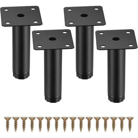 4 gambe per mobili, gambe regolabili da 10 cm (4 pollici), gambe in metallo per mobili/tavoli/sedie/scrivanie/cucine/armadi/divani