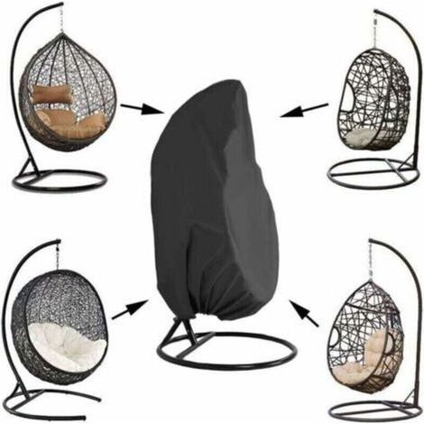 Housse de Fauteuil Suspendu Jardin Rotin Osier Fauteuil Suspendu Imperméable Housse Housse de Protection pour ufs Chaise résistant à l'eau et à la poussière - 190 X115cm, NoirHousse pour mobi (1/4)