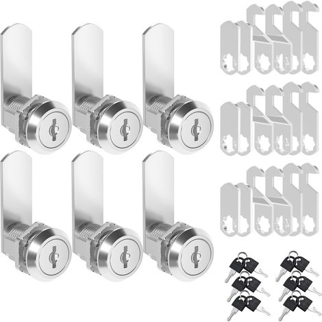 Lot de 6 Serrure Boite aux Lettres 20mm, Serrure Encastrée avec 4 Plaques de Serrure Différentes, Barillet pour Boite aux Lettres, Serrure pour Placard Meuble Armoire Casier Classeur (1/5)