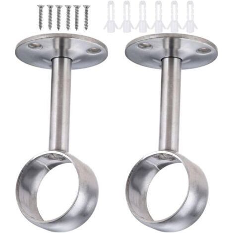 ALLIANDIS32mm Supports de tringles à rideaux, Support de Bride de Douille en acier inoxydable, Accrocher le tige de penderie robuste avec vis, pour salle de bain, cuisine, armoire (1/4)
