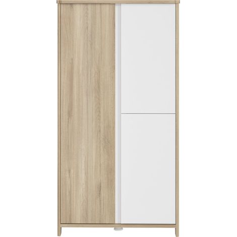 M&S – Armoire enfant 3 portes chêne bocage – Demi-penderie et demi-lingère – Ralentisseurs pour fermeture douce – Fabrication française (1/4)