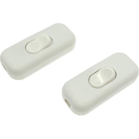 interruttori a cavo bipolari in linea, massimo 6A, bianco, interruttore bipolare in linea isolato, accetta 1-2 fili rotondi o piatti, interruttore a siluro per piccoli elettrodomestici o il (1/4)
