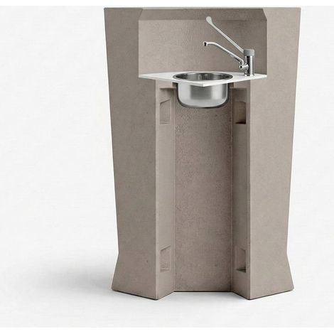 Bancone con kit lavamani integrato per bar di design Marvy bianco - Beige (1/4)