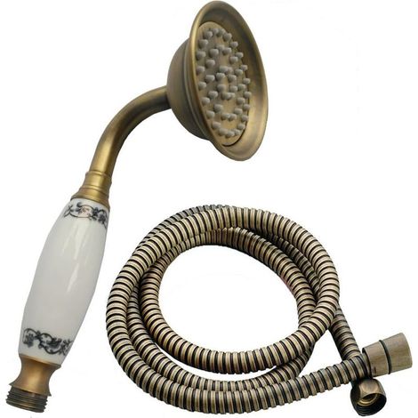 Douchette haute pression style rétro traditionnel et flexible de 1,5 m (cuivre antique) (1/5)