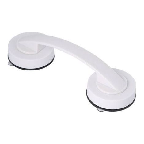Poignée de douche simple sans perforation - Ventouse verrouillable - Poignée de douche pour personnes âgées avec poignée à ventouse - Blanc (1/5)