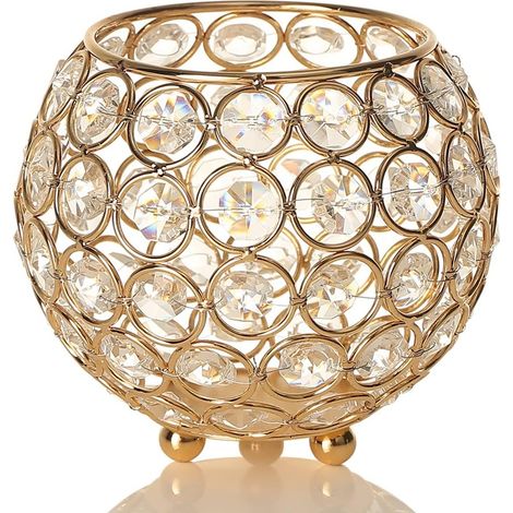 Goldene Kristall-Säulenkerzenhalter, Votivkerzenhalter für Hochzeitsfeiern, Valentinstag, Candlelight Dinner, romantische Atmosphäre (1/4)