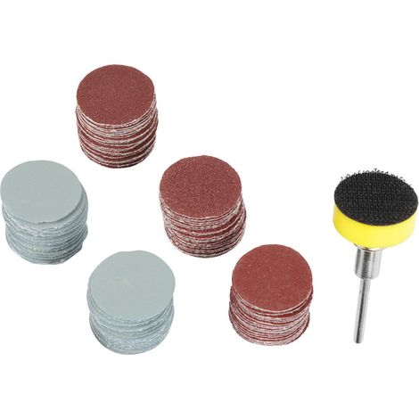 100 disques abrasifs mixtes de 25 mm + 1 disque de meulage de diamètre de tige de 1/8" (20 de chaque grain : 100P, 180P, 240P, 1500P et 3000P) (1/5)