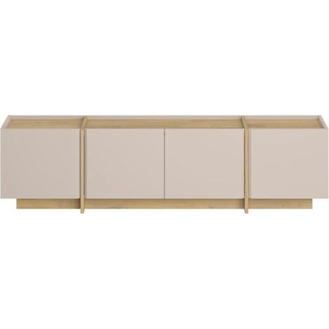 CALICOSY - Meuble TV 4 portes décor cachemire et chêne L180 cm ONYX (1/5)
