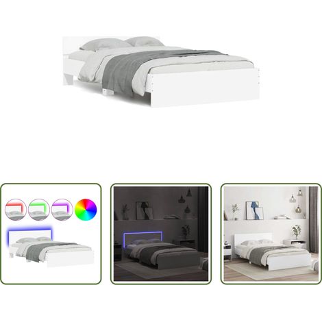 vidaXL Matelas -  Cadre de lit avec tête de lit et LED blanc 120x200 cm (1/5)