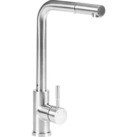 Kitchen Tap Silver Stainless Steel Swing and Pull Out Mixer Faucet Aerator Flexible Spring Hose Nickel Finish Modern LIAVIUCO (1/5)