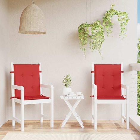 Coussins de chaise de jardin à dossier bas lot de 2 rouge (1/5)