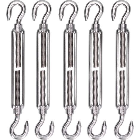Decdeal 5pcs Spannschloss Haken und Drahtseilspannung 304 Edelstahl Schatten Segel Hardwarem44