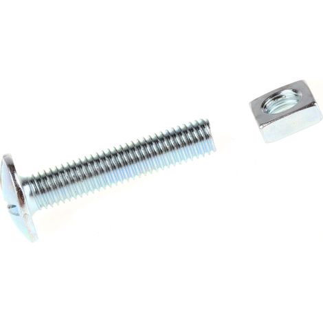 Boulon, Vis à tête plate large + écrou carré, Acier, M8 x 40mm ( Prix pour Boîte de 100 )