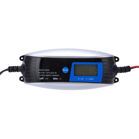 Chargeur de batterie intelligent ABS FBC06120840 entretien auto 6V 12V avec protections polarité court-circuit surtension surchauffe refroidissement naturel clips crocodiles (1/5)