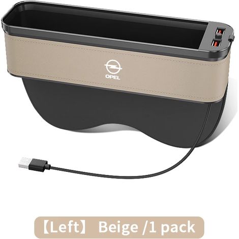 (Pour gauche beige) Boîte de rangement lumineuse en cuir pour siège auto Opel OPC LINE Astra J H G K Insignia Corsa D B E Mokka Vectra (1/5)