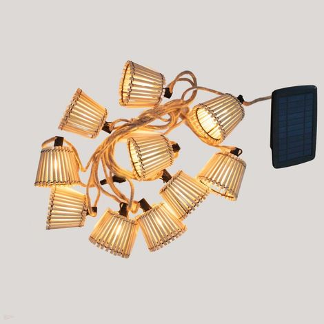 LED Solar Garten 5m lang IP44 2200 K Bambus Schirme dekorativ Outdoor außen Terrasse Balkon Beleuchtung (1/5)