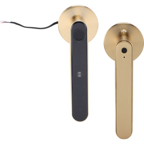 5-in-1 Multifunctional Smart Door Entry Lock with Fingerprint Password, IC Card for Tuya App, Key Unlock, Gold Handle (1/5)