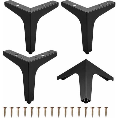 Pieds de meuble, lot de 4 pieds triangulaires en métal pour meubles, tables, canapés, fauteuils, meubles de rangement, divans, chaises, tables basses, vis incluses, 17 cm -