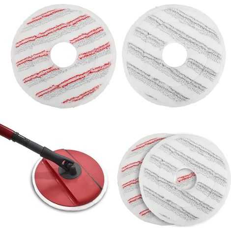 (2 rouges - 2 grises) Recharges de lingettes pour balai à franges Vileda Clean Spin Mop, lavables en microfibre, idéales pour le nettoyage des sols. (1/4)