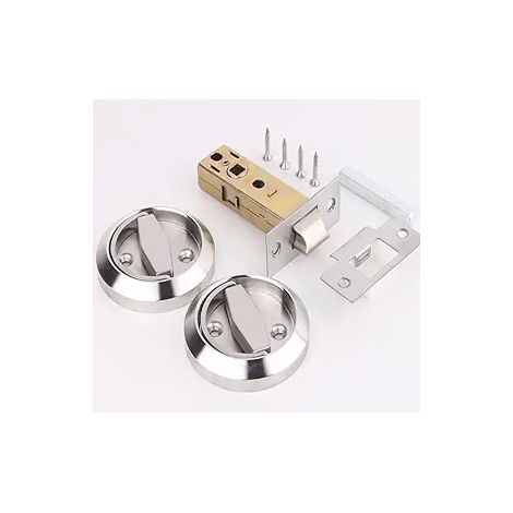 Poignée de porte ronde encastrée 2 pièces, inox 304 brossé, serrure cachée pour porte de camping-car, anneau de tirage, quincaillerie de porte dissimulée, finition acier brossé (1/5)
