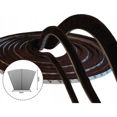 Guarnizione a spazzola autoadesiva 7x4mm 1m marrone per porte e finestre (1/5)