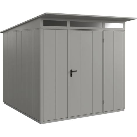 Hörmann Metall-Gerätehaus Berry Modern mit Pultdach Typ 2, 248 x 283 cm, graualuminium, 7 m², 1-flüglige Tür (1/5)