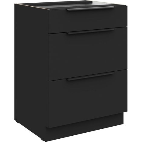 Küchen Unterschrank 60 cm SIENA Schwarz Vollauszug Soft-Close Küche Küchenzeile (1/5)