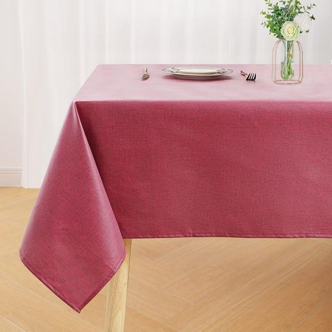 Tischdecke Leinenoptik Abwaschbar 180 x 140 cm (Rechteckig) Weinrot (1/5)