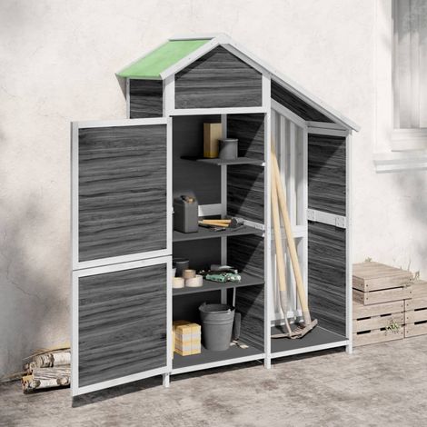 Abri de jardin gris, 120 x 53,5 x 170 cm, en pin massif