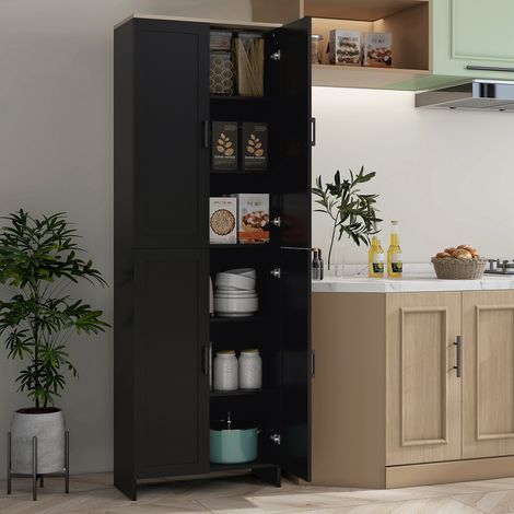 Alacena de Cocina Armario de Almacenaje Multifuncional con 4 Puertas y Estantes Ajustables 60x30x170,5 cm Negro (1/5)
