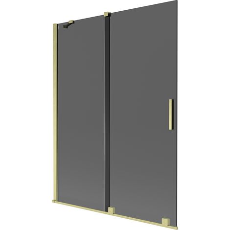 Mexen Velar mampara de ducha 2 alas correderas 130 x 150 cm, grafito, oro cepillado - 896-130-000-41-55 (1/2)