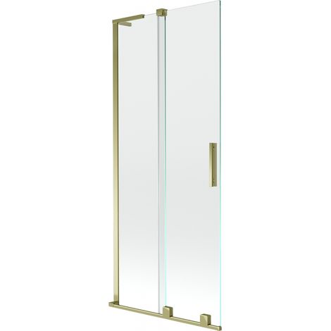Mexen Velar L Badewannenabtrennung 2-flügelig Schiebetür 80 x 150 cm, transparent, gold - 896-080-003-01-50