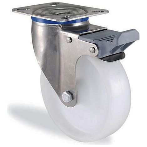 Roulette pivotante à frein inox polypropylène diamètre 150mm charge 180kg
