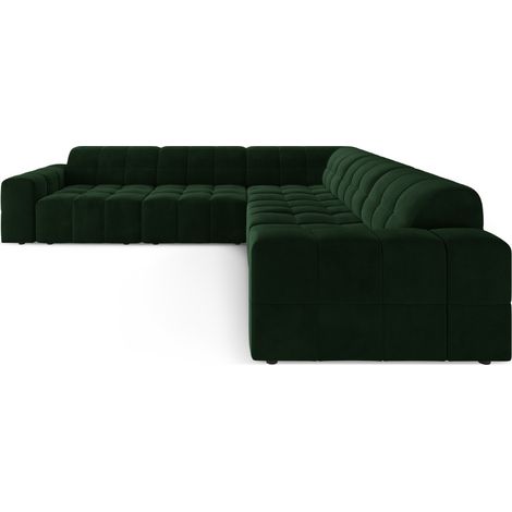 Canapé d'angle 4 places en velours vert bouteille (1/5)