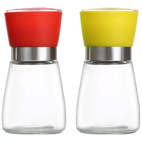 Moulin à sel et poivre Slowmoose 1 g en acier inoxydable, durable, rouge et jaune (4 pièces) (1/5)