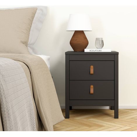 Dmora - Nachttisch Janette, Niedrige Kommode, Tisch, Multifunktionaler Nachttisch, 44x38 h54 cm, Schwarz (1/5)