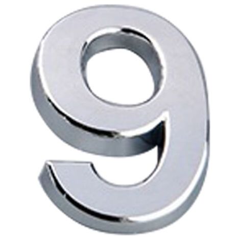 SABIR Numéro de porte de 5 cm avec base auto-adhésive ABS moulé par injection, panneau numérique galvanisé, numéro de maison argenté [9] (1/5)