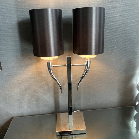 Lampe de table en acier inoxydable avec abat-jour noir satiné E14 Hauteur 70 cm - PANGIVO (1/2)