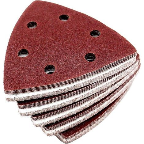 Delta-Schleifdreiecke │ 100 Stück │ 6 Löcher │ 93 x 93 x 93 mm │ Körnung 80 │ für Delta-Schleifer │ Schleifblätter │ Schleifpapier (1/4)