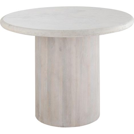 Table à Manger en Marbre "Noor" 102cm Blanc Cassé (1/5)