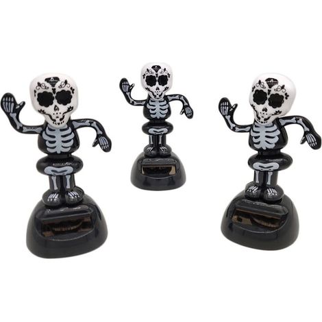 Décoration squelette fantôme solaire Halloween pour bureau, tableau de bord voiture, figurine lumineuse (1/5)