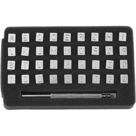 36pcs Letter Punch Kit, Alphabet Letter Punching Tools with 26 Letters and 10 Numbers, Leathercraft Letters for Bags, Belts, Shoes, and Craft Marking (6mm) (1/5)